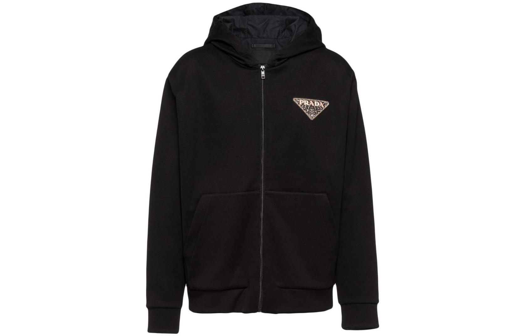 Order Prada SS23 Zipper Hooded Jacket with Logo Patch UJL75A-S231-12H7-F0002