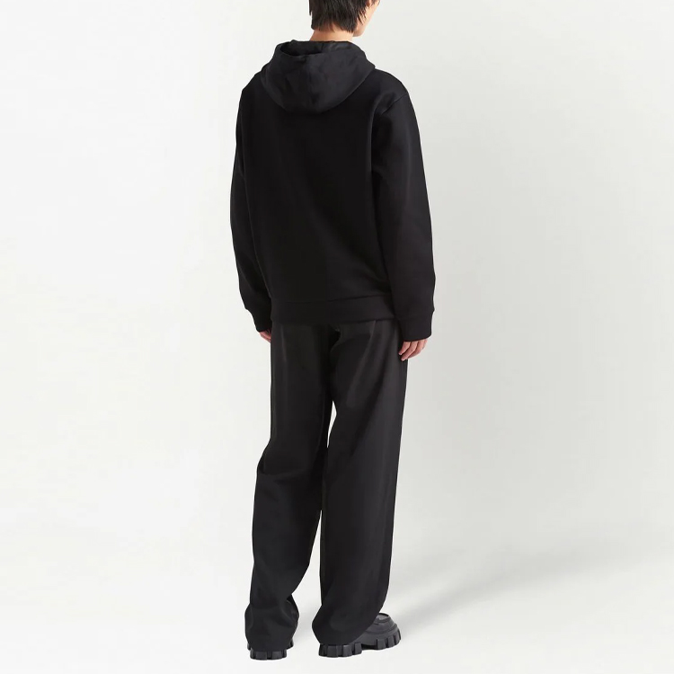 Shop Prada SS23 Zipper Hooded Jacket with Logo Patch UJL75A-S231-12H7-F0002