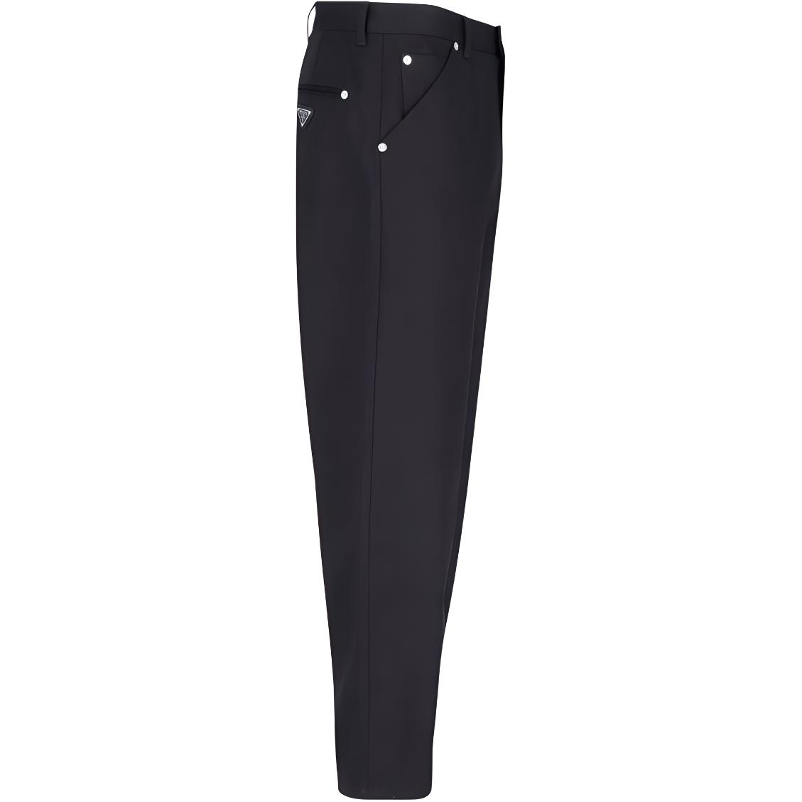 Shop PRADA SS24  Black Casual Pants with Solid Color and Logo Zip Details SPH313-11BZ-F0002-S-232