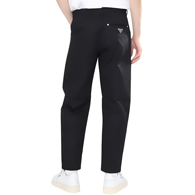 Sizing PRADA SS24  Black Casual Pants with Solid Color and Logo Zip Details SPH313-11BZ-F0002-S-232