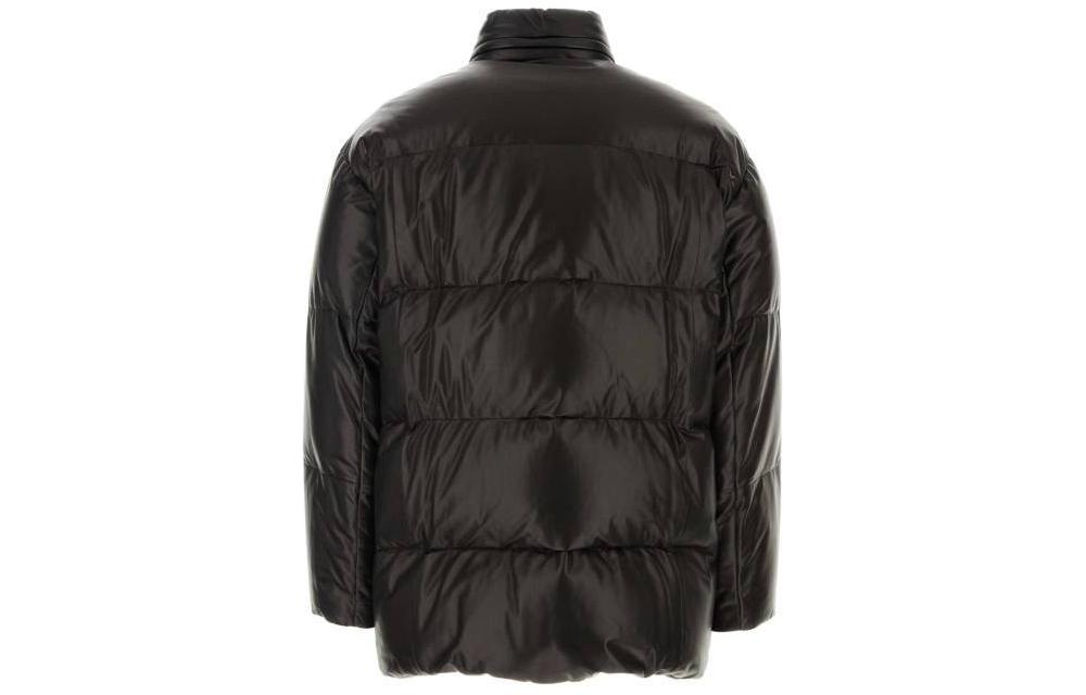 Lookbook PRADA SS24  Black Puffer Jacket with Logo and Zip-Up Stand Collar. UPS559-JHI-F0002