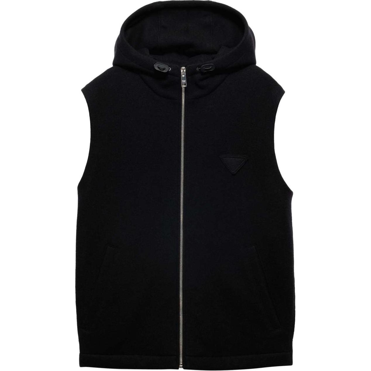 Order PRADA SS24 黑色素色連帽拉鍊背心 SGC687-1Y5V--S-OOO