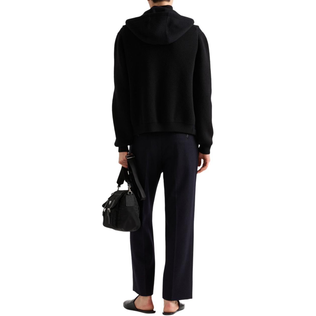 Shop PRADA SS24 黑色素色連帽拉鍊背心 SGC687-1Y5V--S-OOO