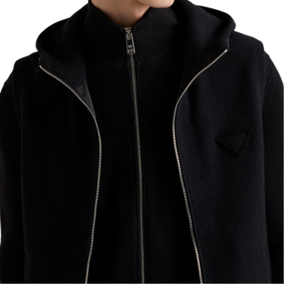 Purchase PRADA SS24 黑色素色連帽拉鍊背心 SGC687-1Y5V--S-OOO