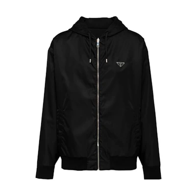 PRADA SS24 Black Solid Logo Patch Oversized Hoodie Jacket. UJL41B-11JE-F0806-S-OOO