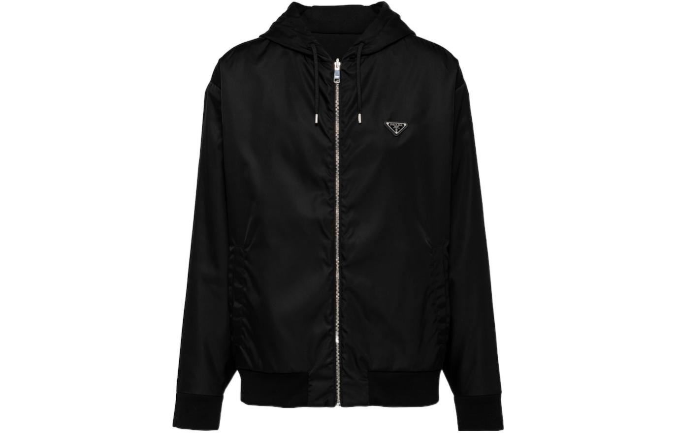 Order PRADA SS24 Jaket Hoodie Oversized Hitam Logo Patch. UJL41B-11JE-F0806-S-OOO