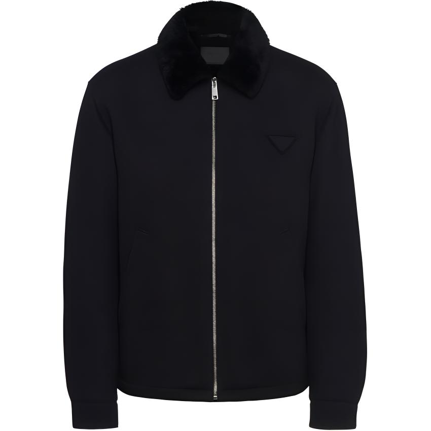 PRADA SS24  Black Solid Logo Zip-Up Long Sleeve Jacket SGC418-1Y5T-F0002-S-232