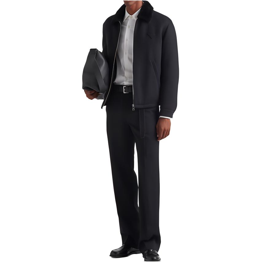 Lookbook PRADA SS24  Black Solid Logo Zip-Up Long Sleeve Jacket SGC418-1Y5T-F0002-S-232