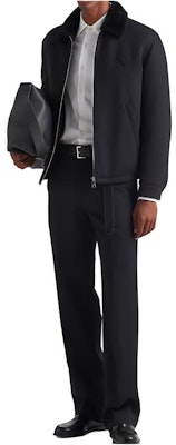 PRADA SS24 Black Solid Logo Zip-Up Long Sleeve Jacket SGC418-1Y5T-F0002-S-232 Lookbook PRADA SS24 Black Solid Logo Zip-Up Long Sleeve Jacket SGC418-1Y5T-F0002-S-232