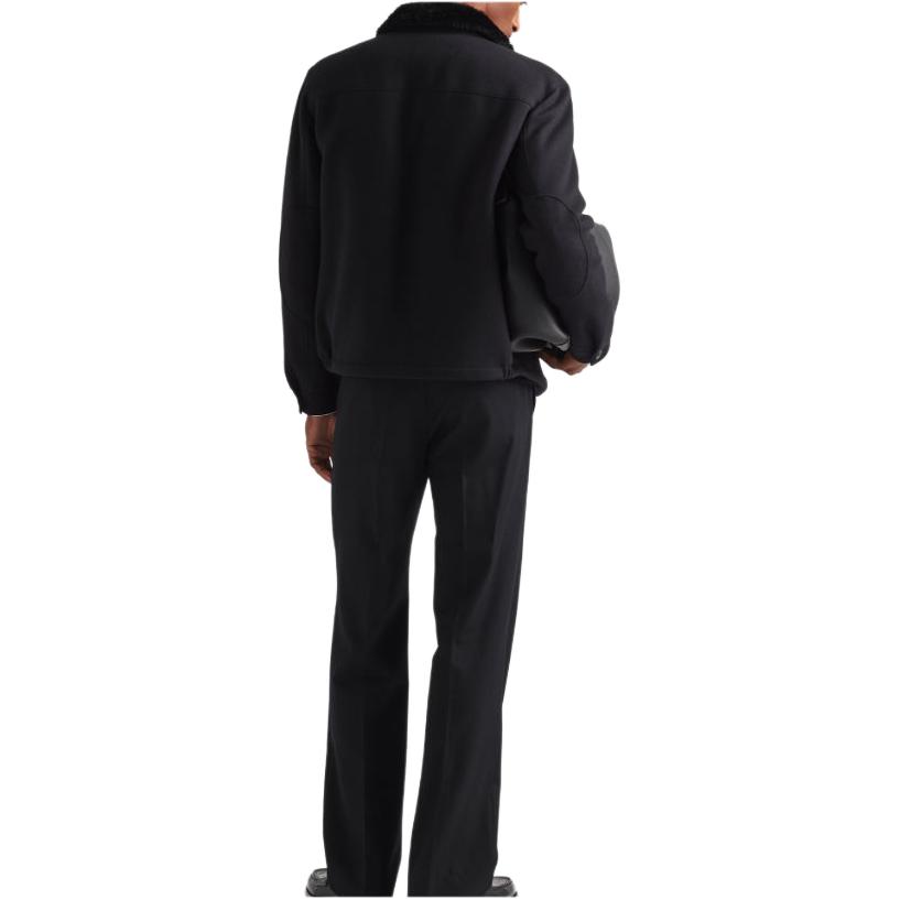 Shop PRADA SS24  Black Solid Logo Zip-Up Long Sleeve Jacket SGC418-1Y5T-F0002-S-232