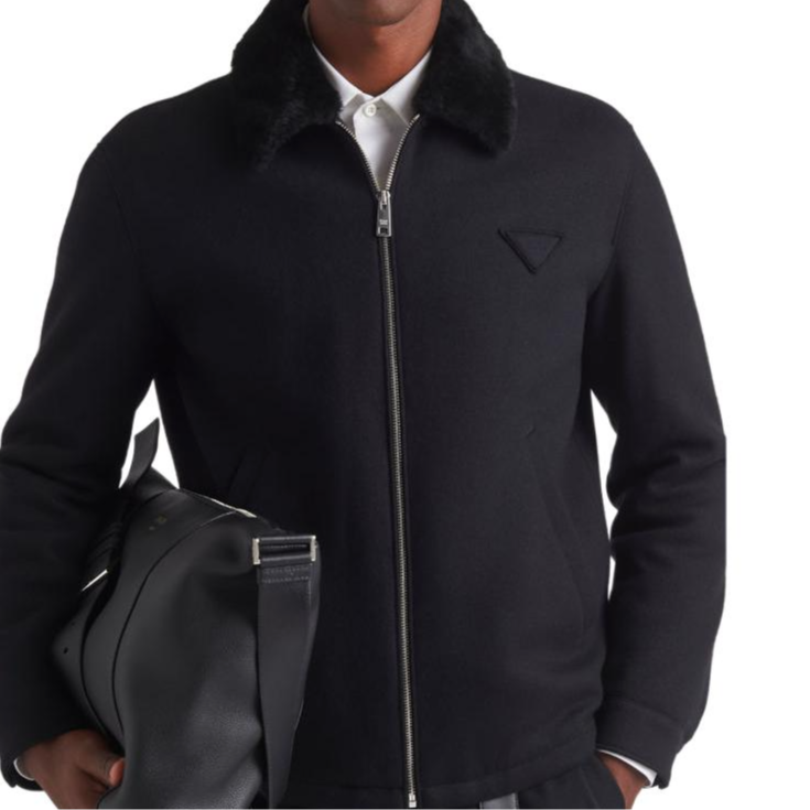 Purchase PRADA SS24  Black Solid Logo Zip-Up Long Sleeve Jacket SGC418-1Y5T-F0002-S-232