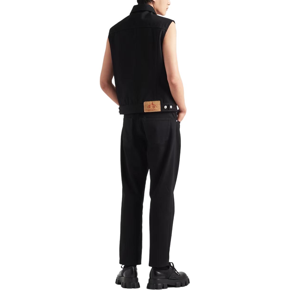 Details for PRADA SS24  Black Straight-Leg Jeans with Pocket and Button Design. GEP371-1ZFB-F0557