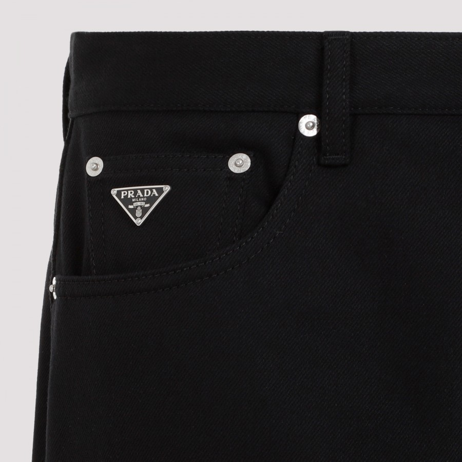 Cheap PRADA SS24  Black Straight-Leg Jeans with Pocket and Button Design. GEP371-1ZFB-F0557