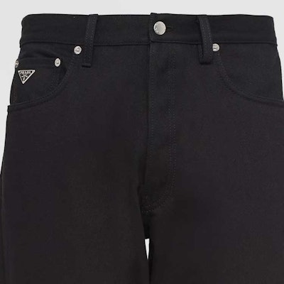 PRADA SS24 Black Straight-Leg Jeans with Pocket and Button Design. GEP371-1ZFB-F0557 2