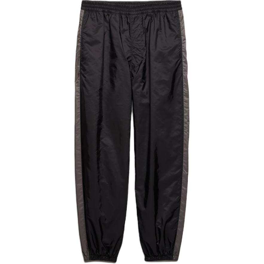 PRADA SS24  Black Striped Patchwork Relaxed Fit Jogger Pants. SPH442-1WQ9-F0N5A-S-OOO