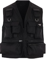 PRADA SS24 Black V-Neck Zip Vest with Logo Patch Pocket. SGC499-1WQ8-F0002-S-OOO PRADA SS24 Black V-Neck Zip Vest with Logo Patch Pocket. SGC499-1WQ8-F0002-S-OOO