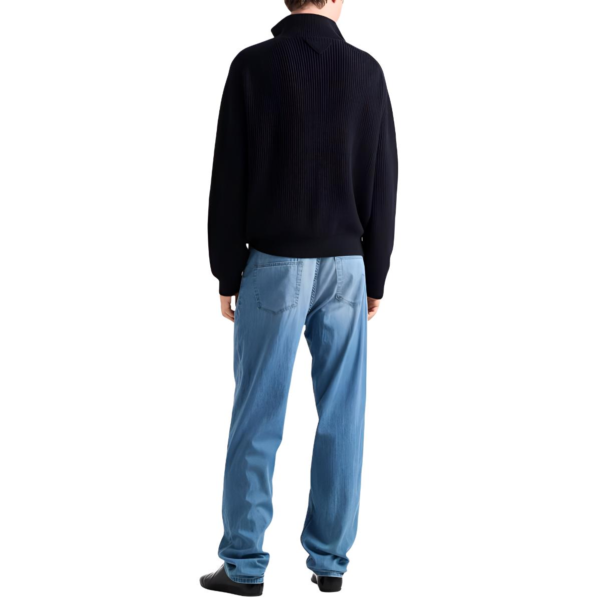 PRADA SS24  Blue Cashmere Long-Sleeve Polo Shirt UMB804-14G5-F0008-S-OOO 圖 4