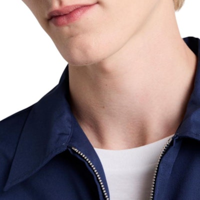 프라다 SS24 블루 로고 프린트 반팔 지퍼 셔츠. SC781-1480-F0216-S-OOO Details for 프라다 SS24 블루 로고 프린트 반팔 지퍼 셔츠. SC781-1480-F0216-S-OOO