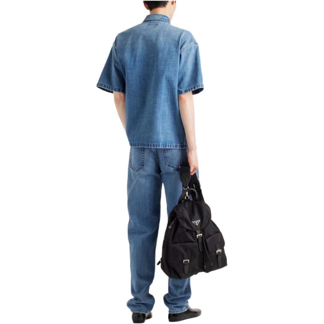 PRADA SS24  Blue Loose Fit Denim Short Sleeve Shirt with Logo Patch. GEC067-15N1-F0V3N-S-212 圖 6