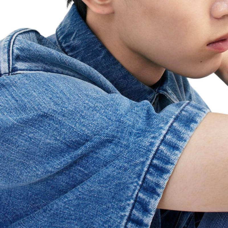 PRADA SS24  Blue Loose Fit Denim Short Sleeve Shirt with Logo Patch. GEC067-15N1-F0V3N-S-212 圖 8