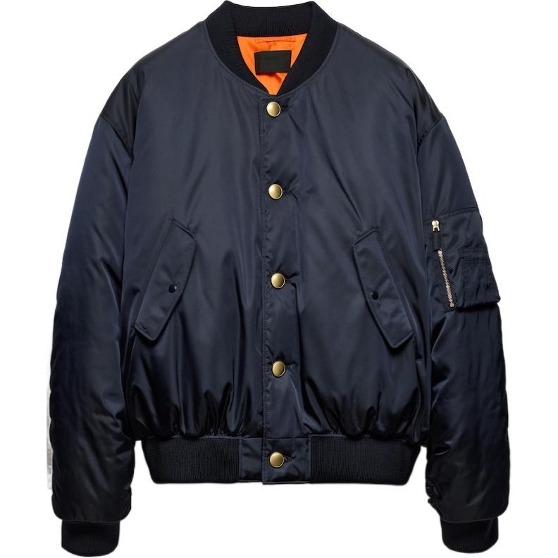 Order PRADA SS24 藍色單排扣棒球領棉質外套 SGC674-1WQ8-F0SVF-S-OOO