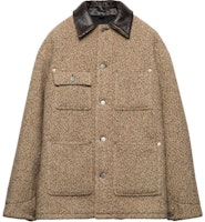 PRADA SS24 Brown Leather Trim Logo Long Sleeve Jacket SGC675-15J3-F0040-S-OOO PRADA SS24 Brown Leather Trim Logo Long Sleeve Jacket SGC675-15J3-F0040-S-OOO