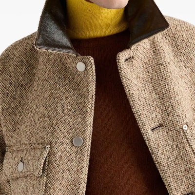 PRADA SS24 棕色皮革飾邊標誌長袖夾克 SGC675-15J3-F0040-S-OOO Purchase PRADA SS24 棕色皮革飾邊標誌長袖夾克 SGC675-15J3-F0040-S-OOO