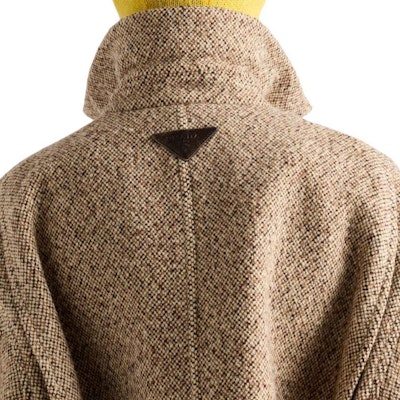 PRADA SS24 棕色皮革飾邊標誌長袖夾克 SGC675-15J3-F0040-S-OOO Details for PRADA SS24 棕色皮革飾邊標誌長袖夾克 SGC675-15J3-F0040-S-OOO