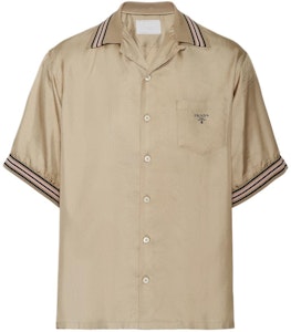 PRADA SS24 Kemeja Abu-Abu Bergaris Logo Pendek Lengan. UCS501-1QWC-F00065-S-OOO Order PRADA SS24 Kemeja Abu-Abu Bergaris Logo Pendek Lengan. UCS501-1QWC-F00065-S-OOO