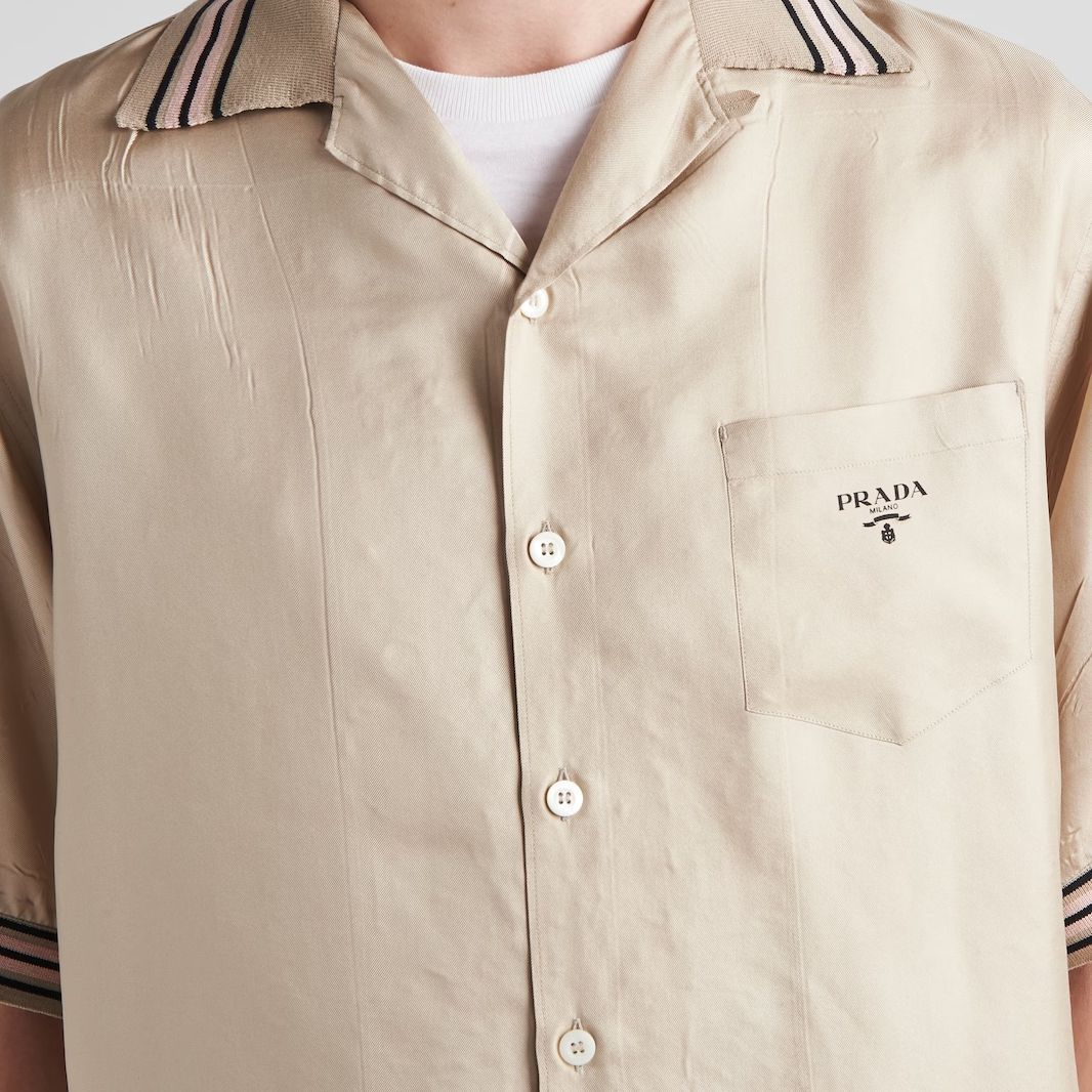 Details for PRADA SS24 灰色條紋Logo印花短袖襯衫 UCS501-1QWC-F00065-S-OOO