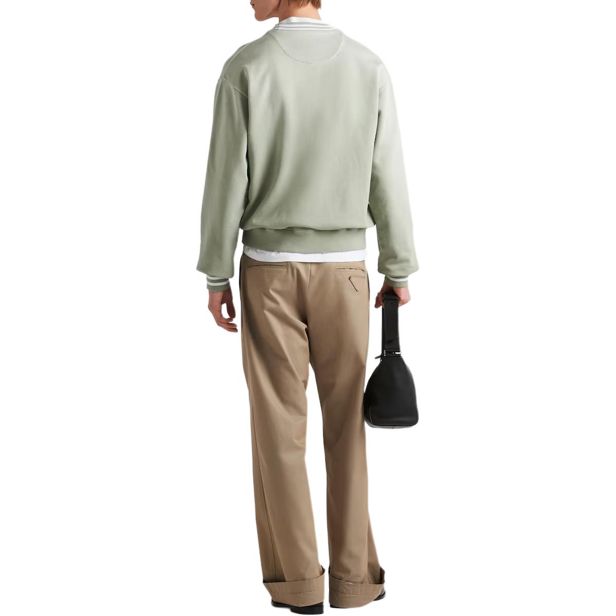 Purchase PRADA SS24 Baju Sweatshirt Logo Hijau Jalur Crewneck. UJL69B-15CA-F0AQI-S-OOO