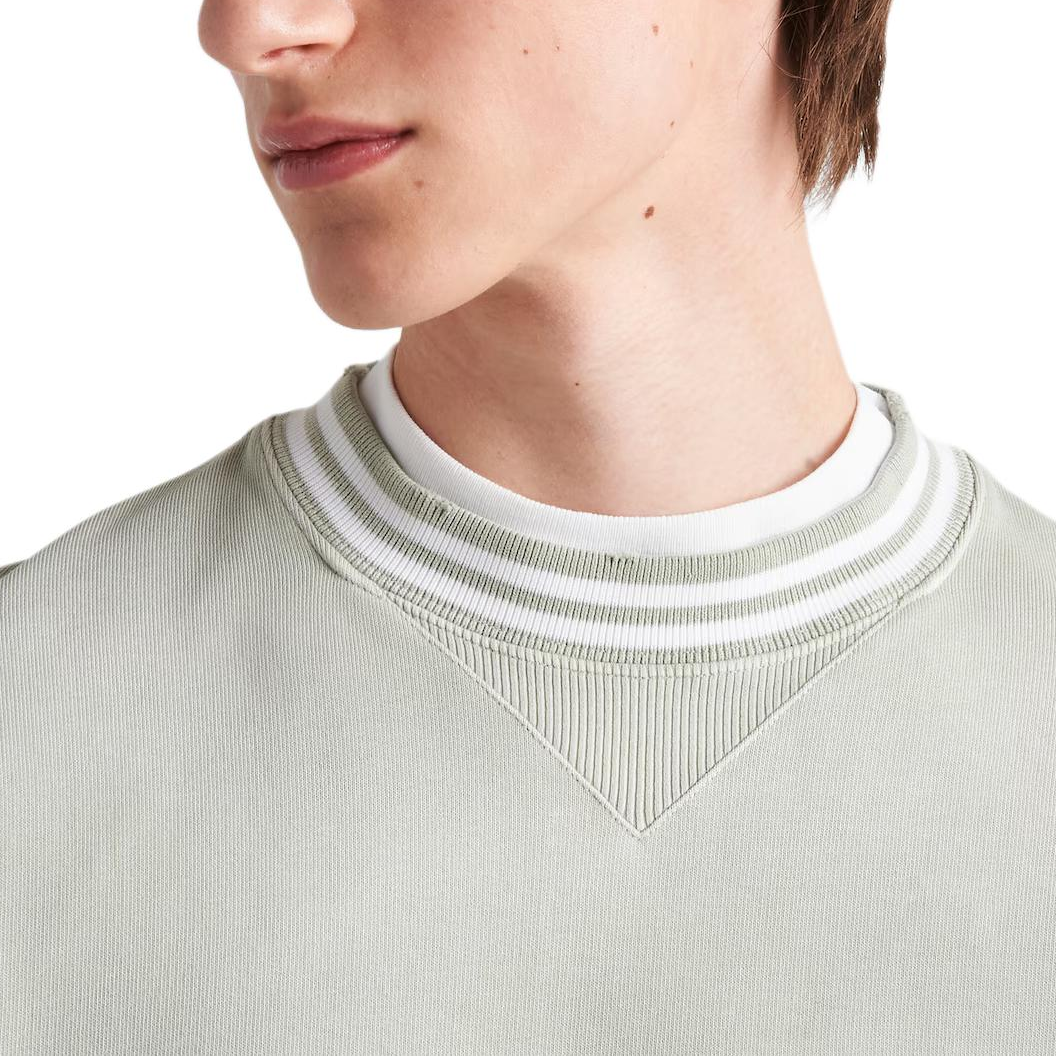 Details for PRADA SS24 Baju Sweatshirt Logo Hijau Jalur Crewneck. UJL69B-15CA-F0AQI-S-OOO