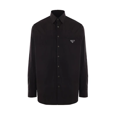 PRADA SS24 Logo Cotton Long Sleeve Single-Breasted Shirt UCN549-1XV2-F0002-S-OOO