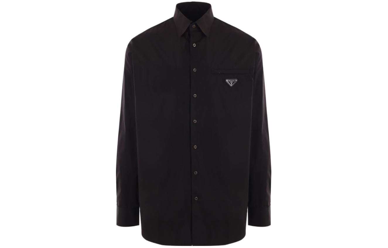 Order PRADA SS24 標誌棉質長袖單排扣襯衫 UCN549-1XV2-F0002-S-OOO
