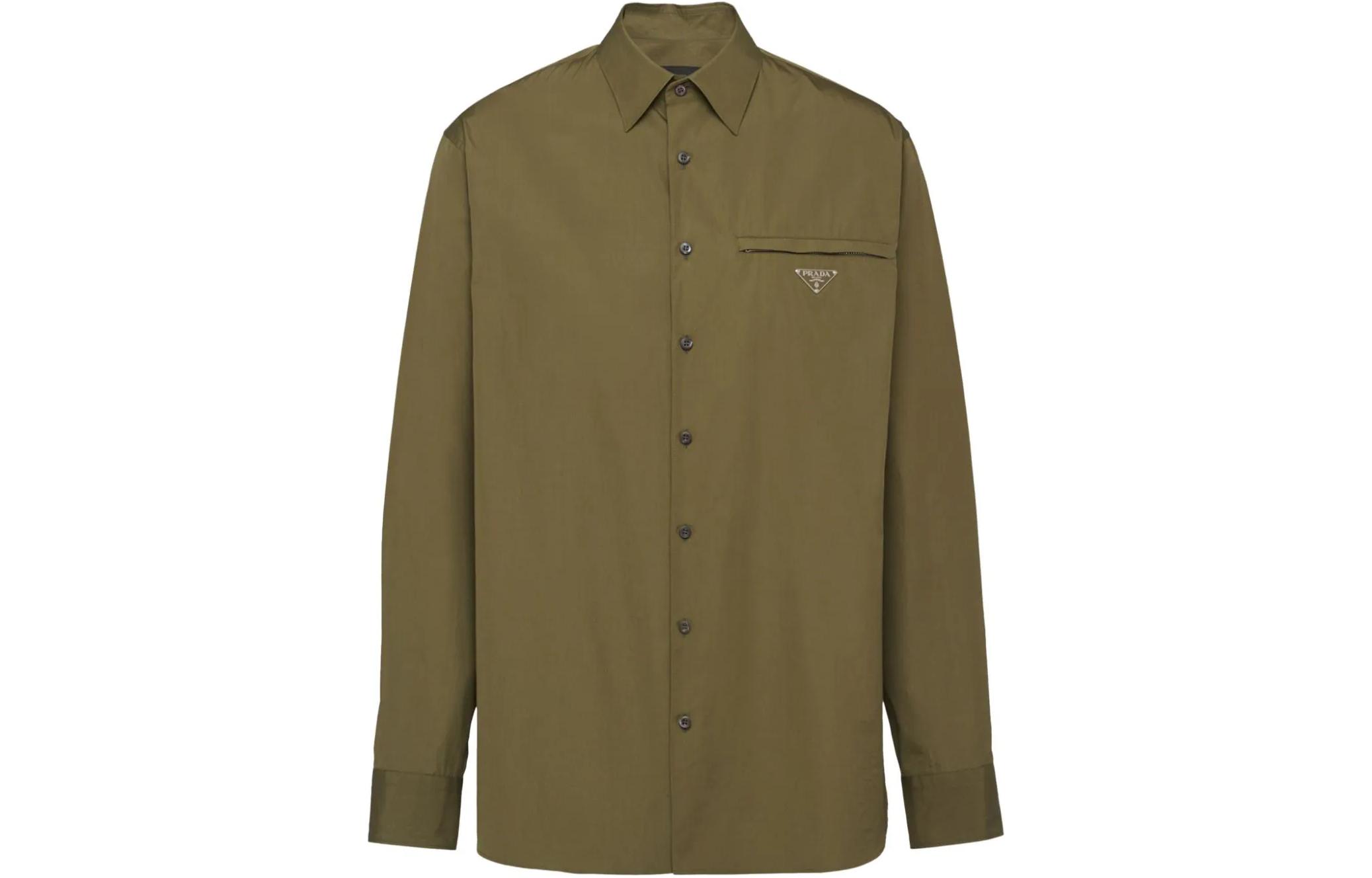 Sizing PRADA SS24 標誌棉質長袖單排扣襯衫 UCN549-1XV2-F0002-S-OOO
