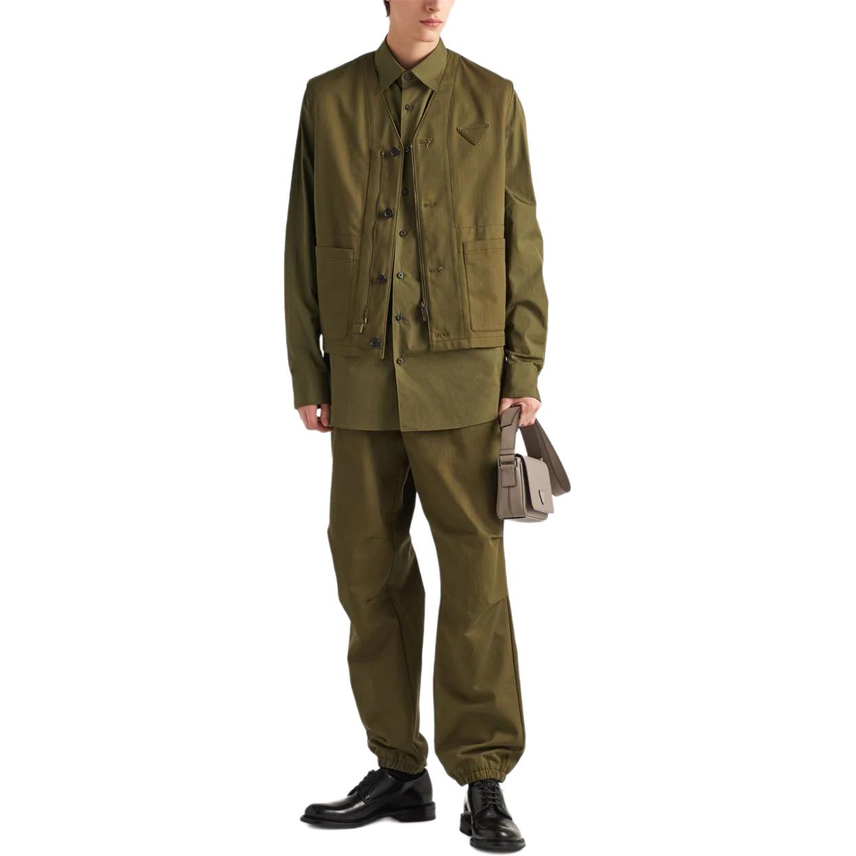 Cheap PRADA SS24 標誌棉質長袖單排扣襯衫 UCN549-1XV2-F0002-S-OOO