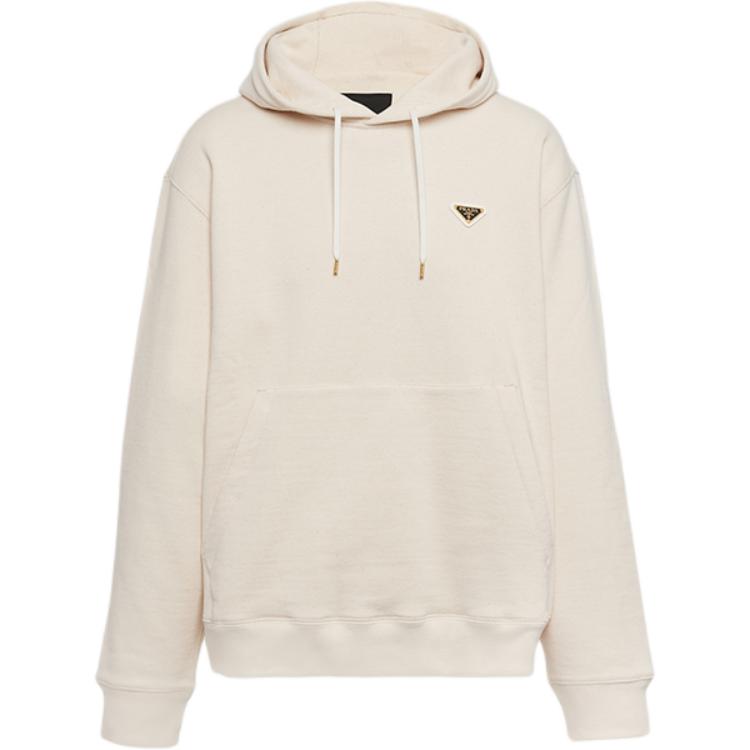 Order PRADA SS24  Logo Hoodie Light Beige - Relaxed Fit Long Sleeve Sweatshirt. UJL24B-14LJ-F0018-S-WMO