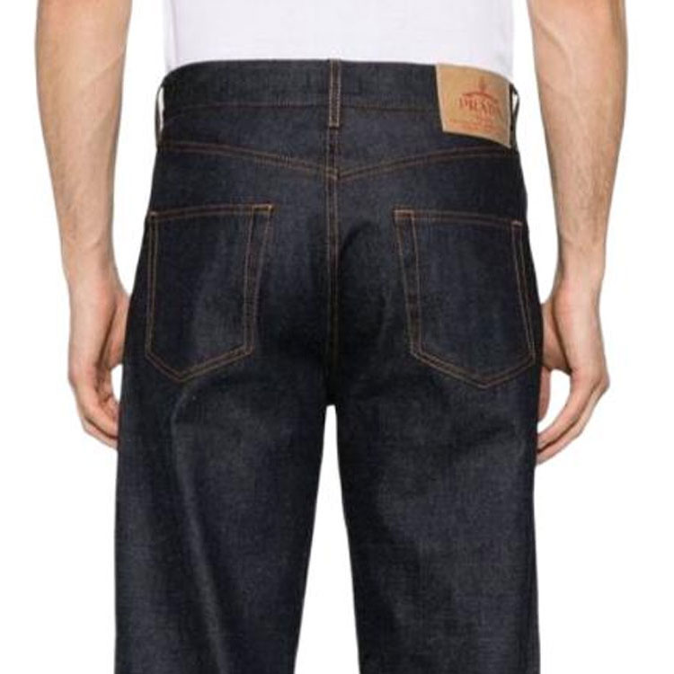 Cheap PRADA SS24  Mid-Waist Straight-Leg Jeans Deep Blue GEP374-14FV-F0008-S-VMO