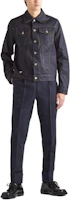 Lookbook PRADA SS24 海軍藍牛仔外套 搭配Logo及裝飾性車縫線 GEB227-14FV-F0008-S-231
