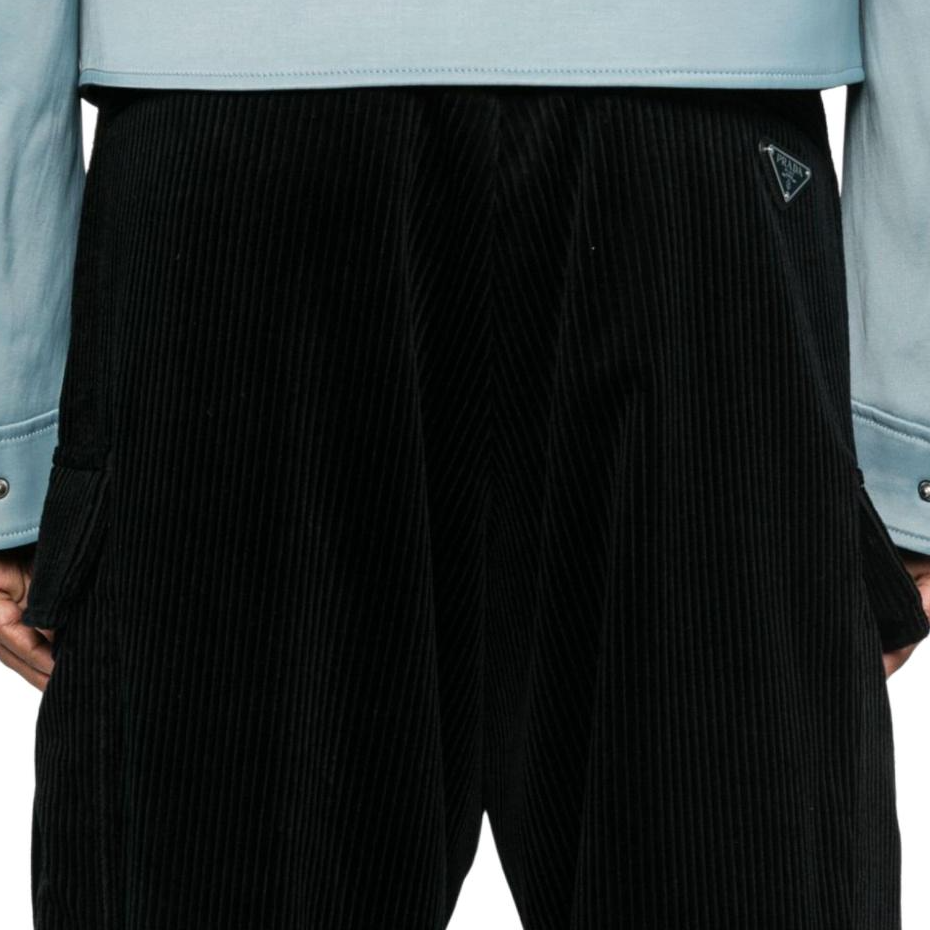 Details for PRADA SS24  Plain Logo Drawstring Hem Casual Pants - Black. SPH286-13YO-F0002-S-222