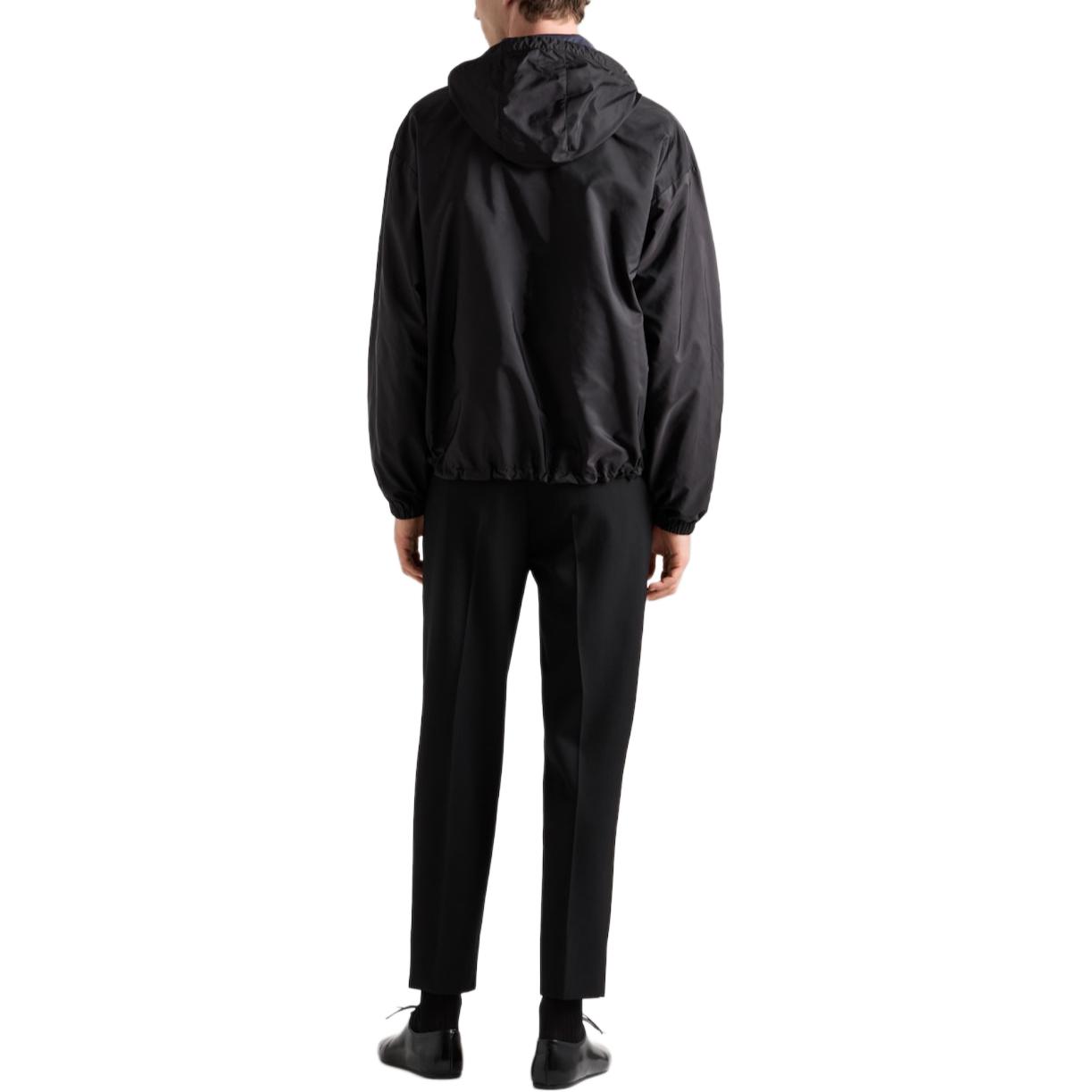 Shop PRADA SS24  Reversible Hooded Jacket Black with Logo Details. SGC603-1WQ9-F0D9M-S-OOO