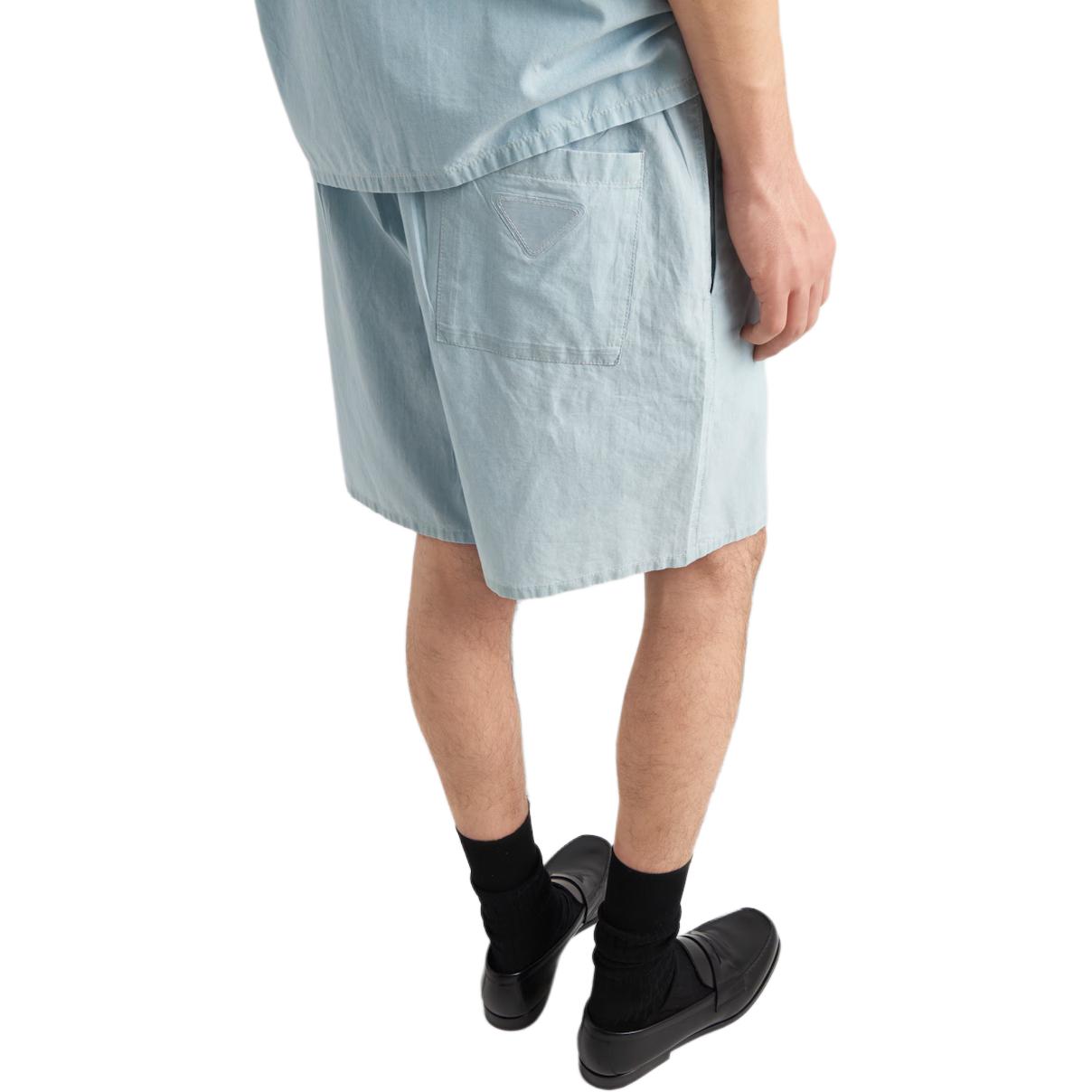 Details for PRADA SS24 Celana Pendek Kasual Rendah Berwarna Biru Langit dengan Resleting GEP377-14J5-F0BAU-S-OOO