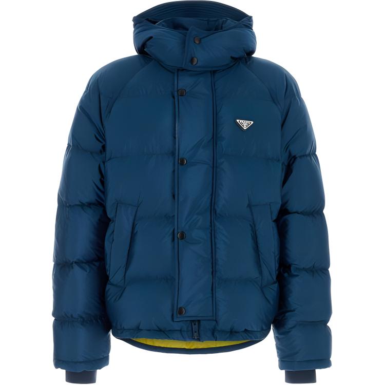 Order PRADA SS24  Solid Logo Hooded Puffer Jacket - Blue. SGC699-1WQ9-FOAFC-S-OOO