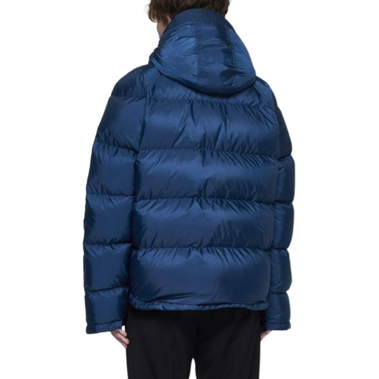 Details for PRADA SS24  Solid Logo Hooded Puffer Jacket - Blue. SGC699-1WQ9-FOAFC-S-OOO