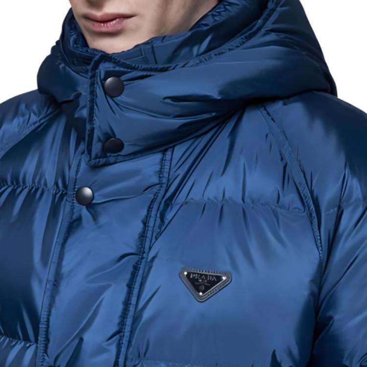 Cheap PRADA SS24  Solid Logo Hooded Puffer Jacket - Blue. SGC699-1WQ9-FOAFC-S-OOO