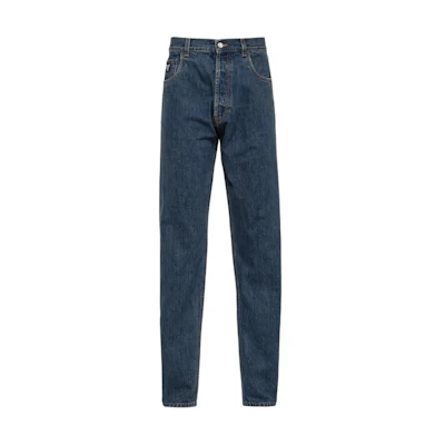 PRADA SS24 Solid Logo Low-Waist Straight Denim Jeans Blue GEP374-14EF-F0008-S-VMO