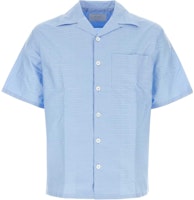 PRADA SS24 Striped Logo Short-Sleeve Shirt Blue UCS414-1VJP-F0012-S-221 PRADA SS24 Striped Logo Short-Sleeve Shirt Blue UCS414-1VJP-F0012-S-221