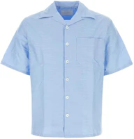 Order PRADA SS24 Striped Logo Short-Sleeve Shirt Blue UCS414-1VJP-F0012-S-221