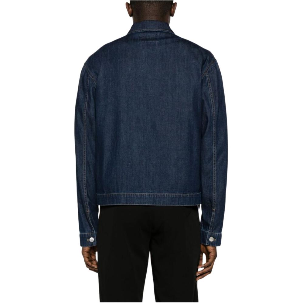Shop PRADA 春夏24 水洗牛仔拉链夹克 蓝色长袖休闲风格 GEB255-14PW-F0008-SOOO