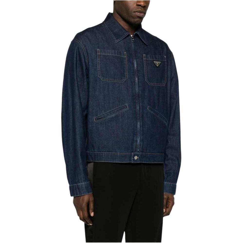 Purchase PRADA 春夏24 水洗牛仔拉链夹克 蓝色长袖休闲风格 GEB255-14PW-F0008-SOOO